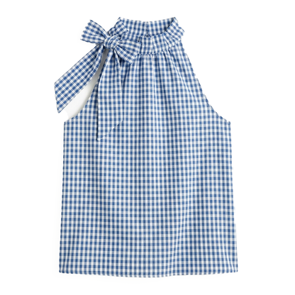 SHEIN Blusa de Cuadros y Lazo