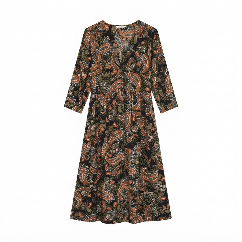 Stradivarius Vestido Paisley Midi