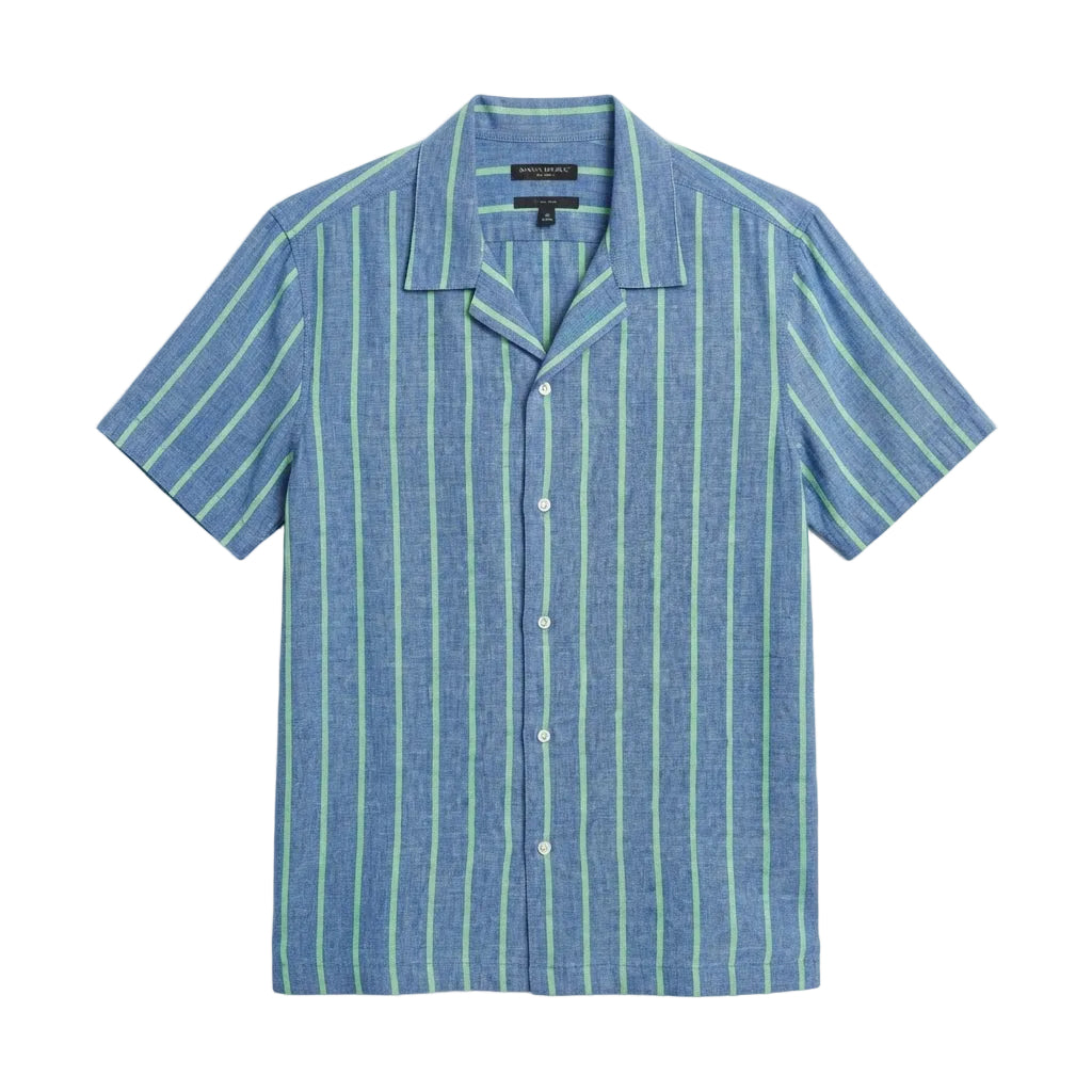 Banana Republic Camisa Lino Verde Azul (M)