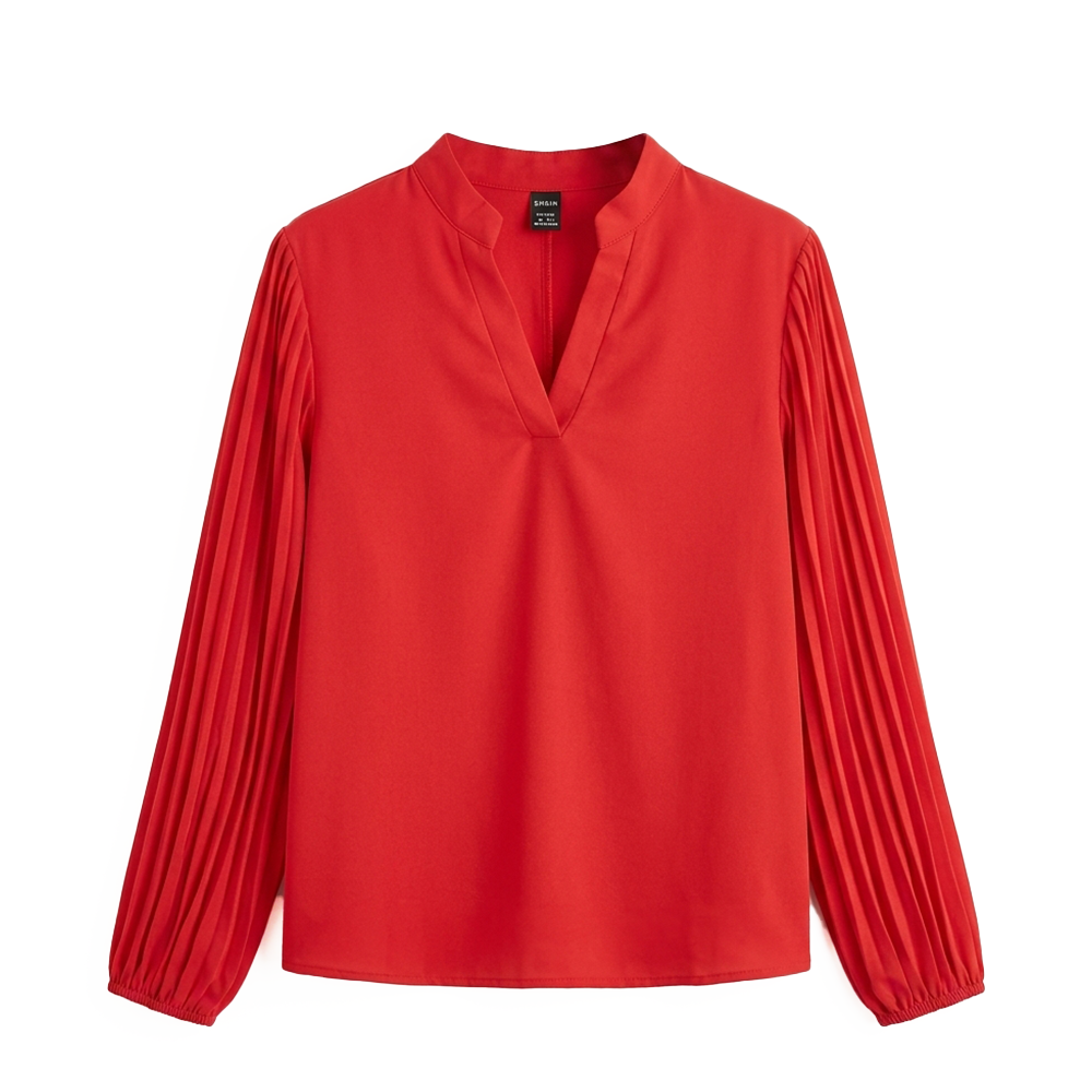 SHEIN Blusa Rojo Manga Larga