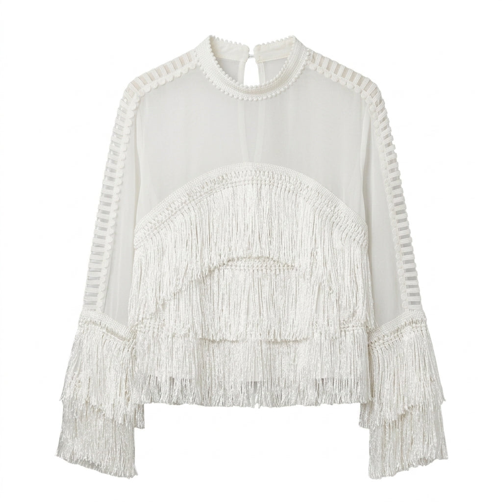 Blusa Tipo Fringe Blanca