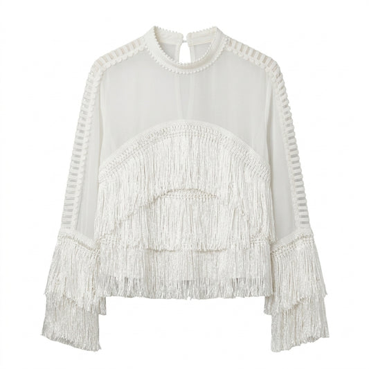 Blusa Tipo Fringe Blanca