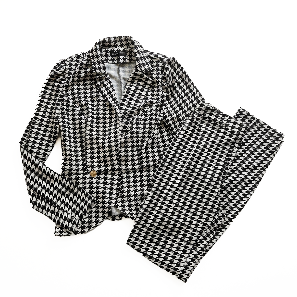 SHEIN Set Cuadros Chaqueta + Pantalón