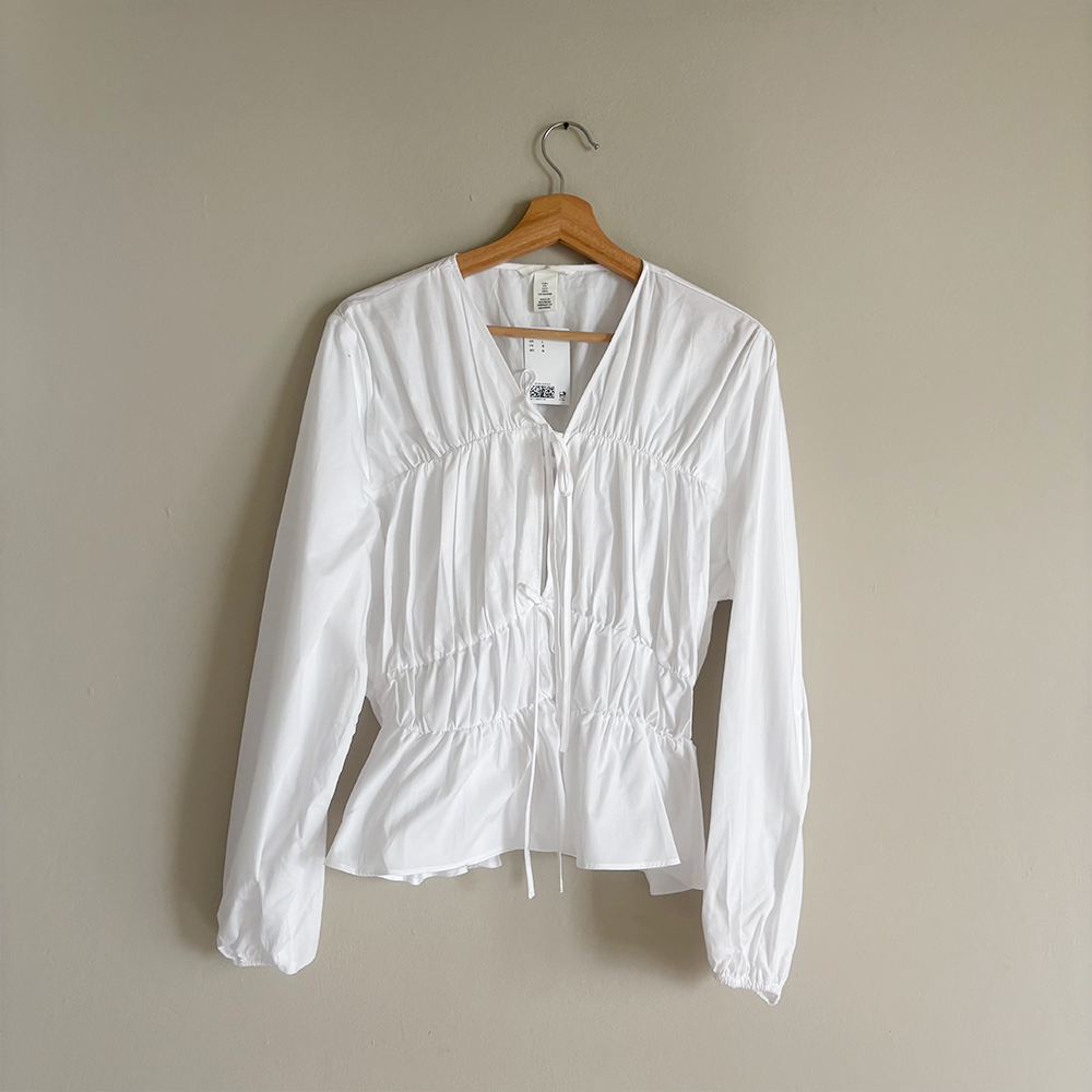 H&M Drawstring Poplin Blouse (L) NUEVA