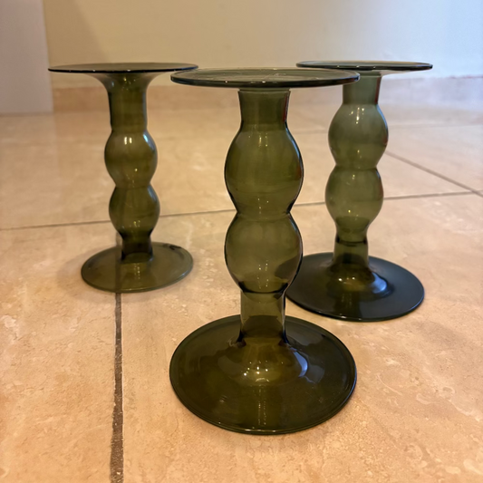 Porta Velas Decorativos de Cristal Verde