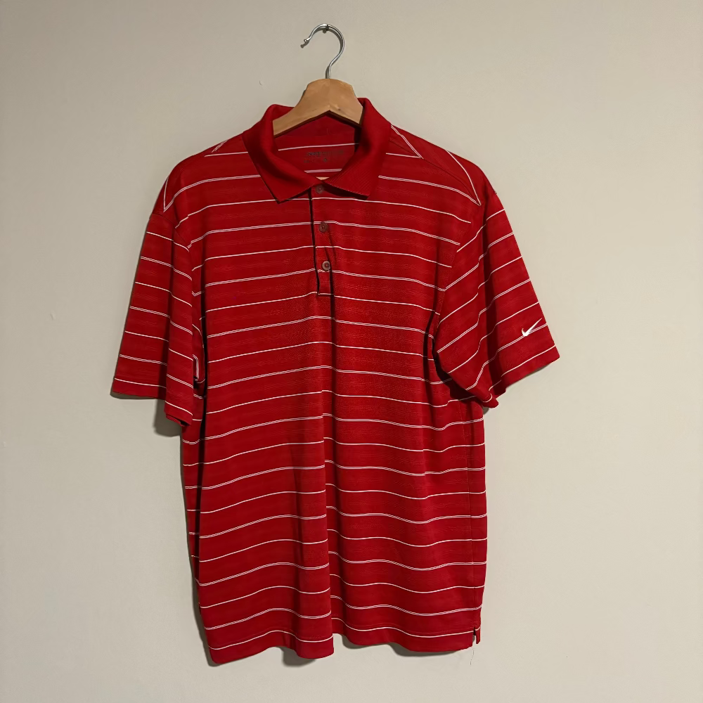 Nike Dri-Fit Polo Rayas Rojo (M)