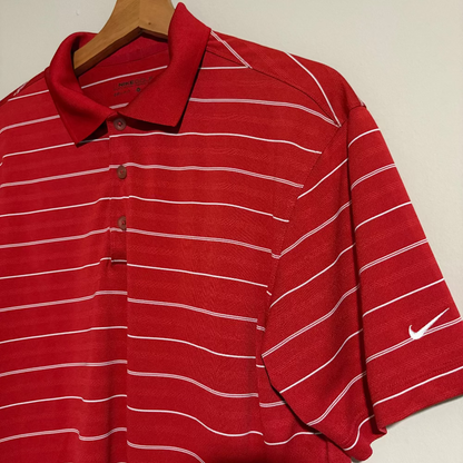 Nike Dri-Fit Polo Rayas Rojo (M)