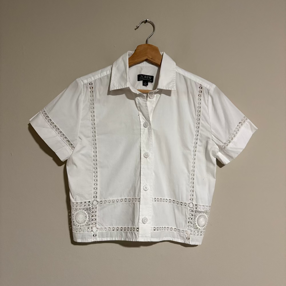 JCrew Camisa Blanca Tejida (XS)