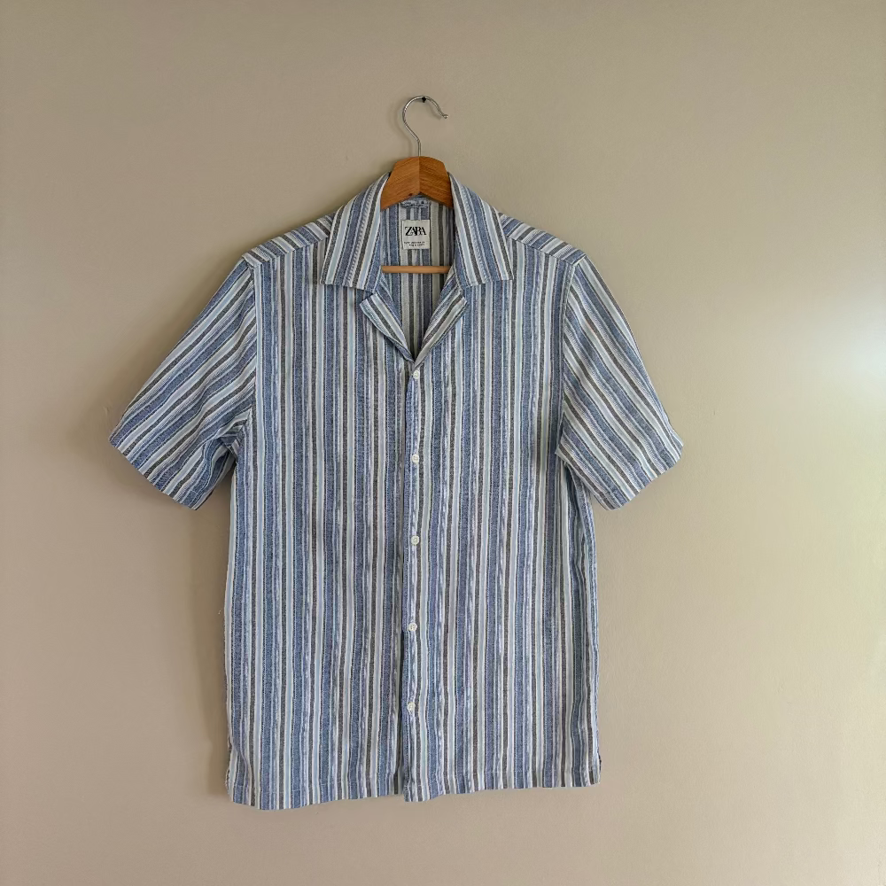 Zara Camisa Lino Azul (S)