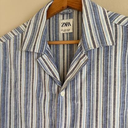 Zara Camisa Lino Azul (S)