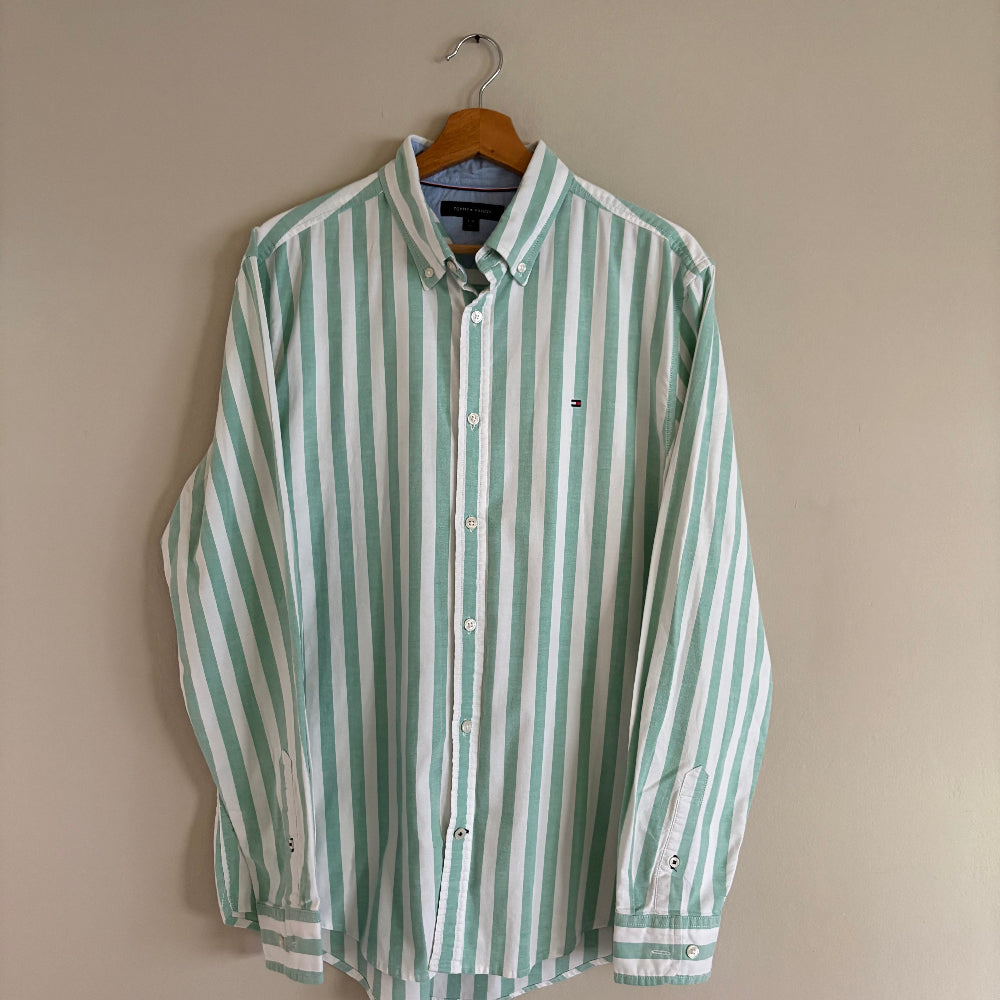 Tommy Hilfiger Camisa Rayas Verdes (L)