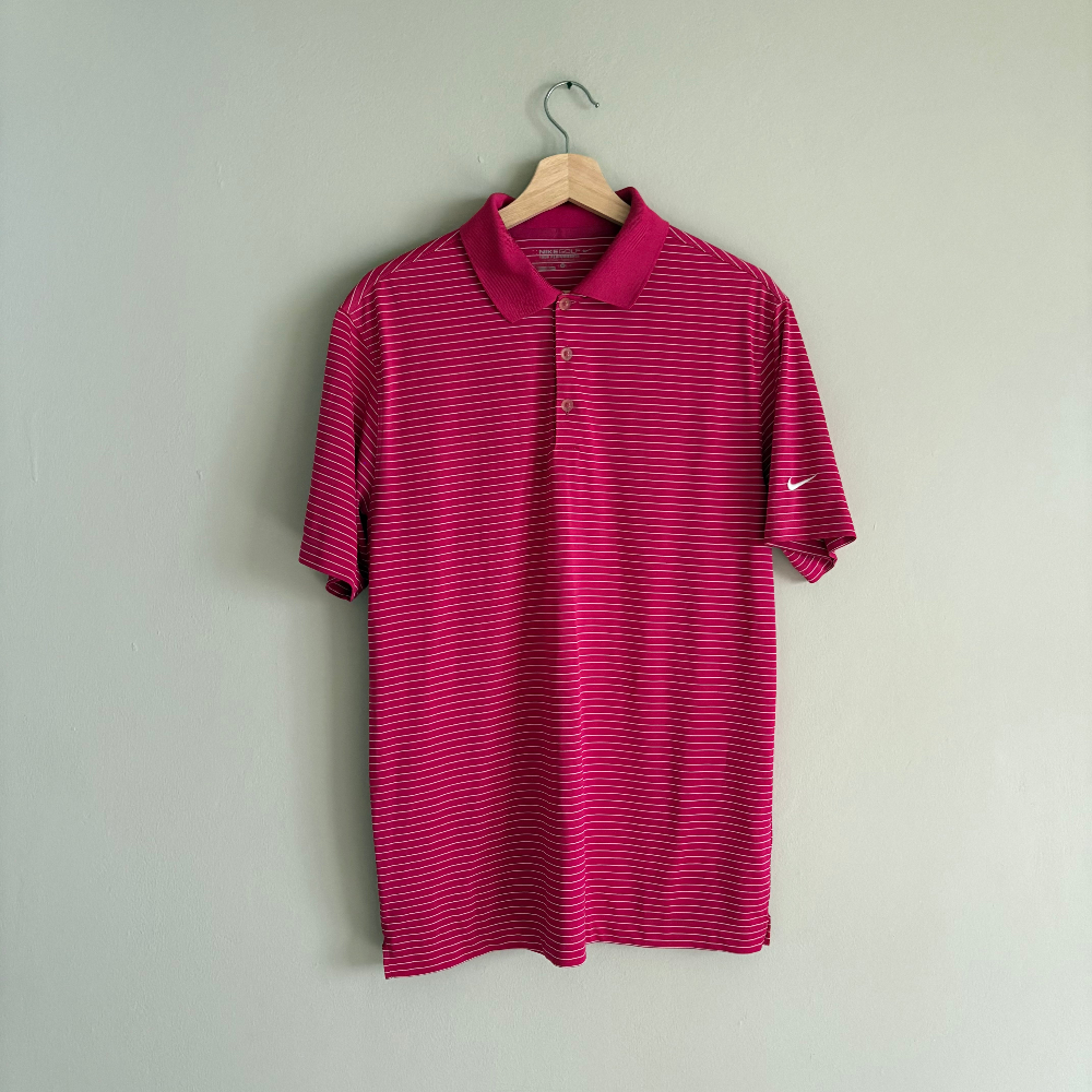 Nike Polo Dri-Fit Magenta Rayas Hombre (M)
