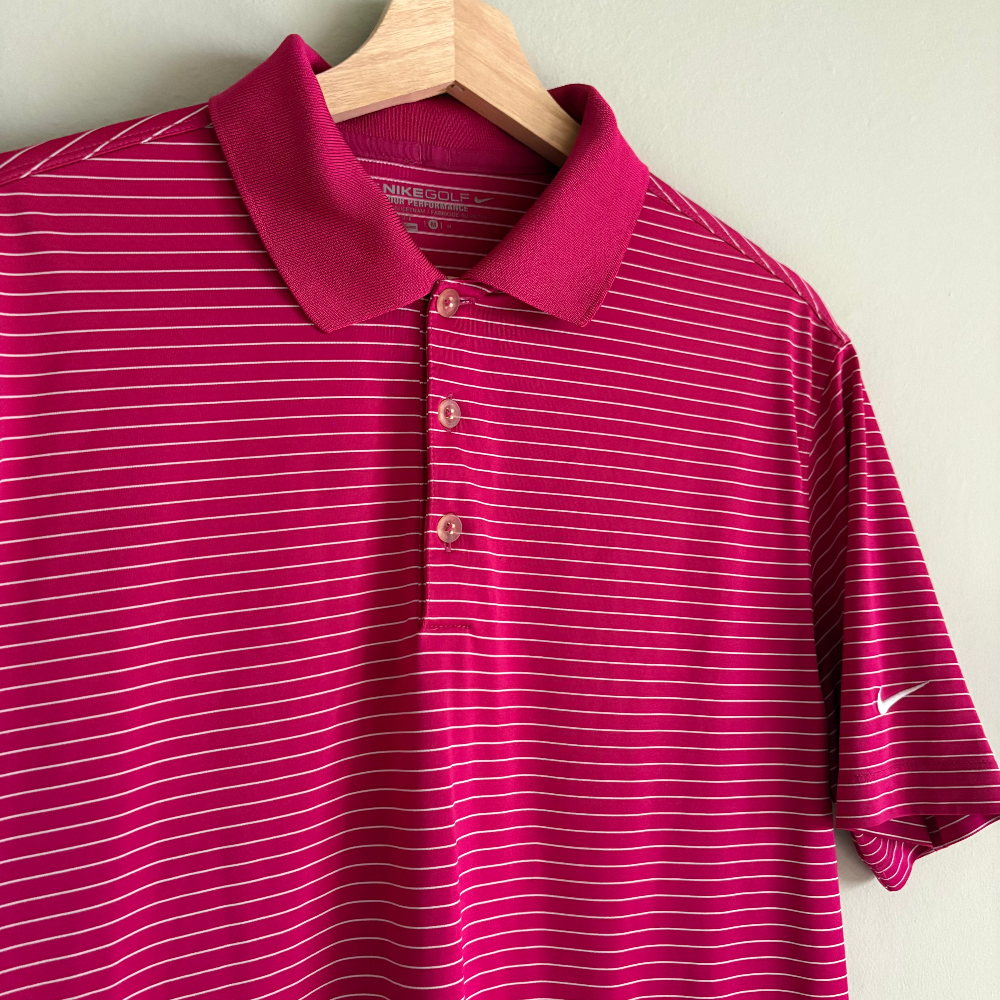 Nike Polo Dri-Fit Magenta Rayas Hombre (M)