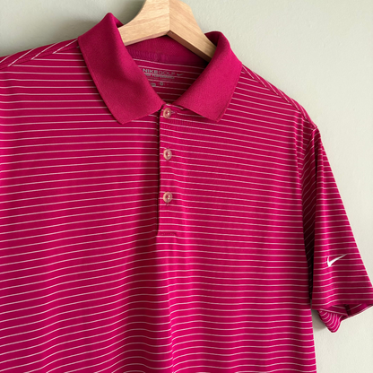 Nike Polo Dri-Fit Magenta Rayas Hombre (M)