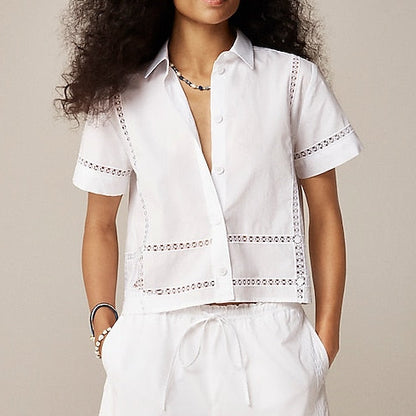 JCrew Camisa Blanca Tejida (XS)