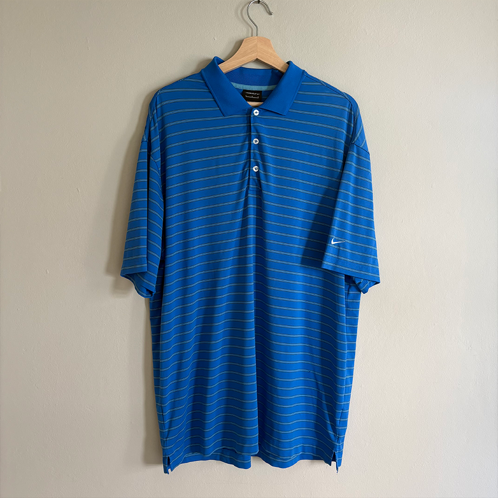 Nike Polo Dri-Fit Azul Rayas Hombre (L)