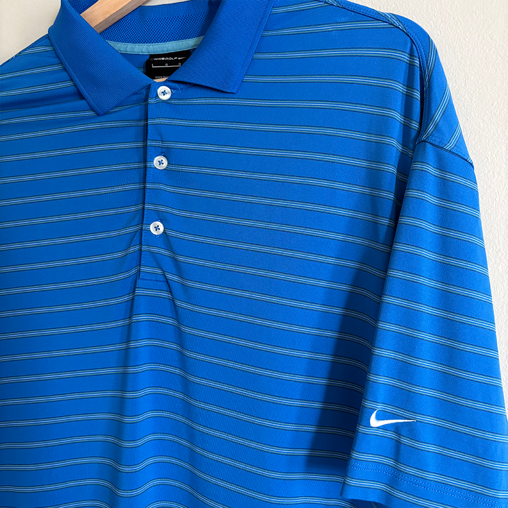 Nike Polo Dri-Fit Azul Rayas Hombre (L)