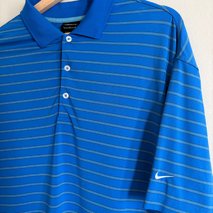 Nike Polo Dri-Fit Azul Rayas Hombre (L)