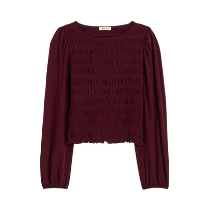 Madewell Smocked Boatneck Top (XS)