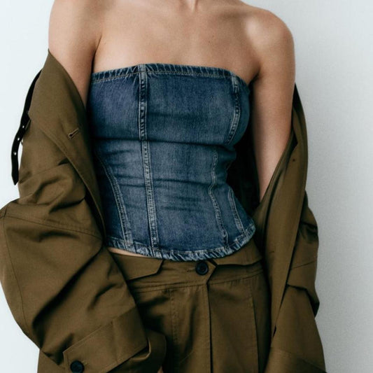 Zara Denim Crop Top (M)