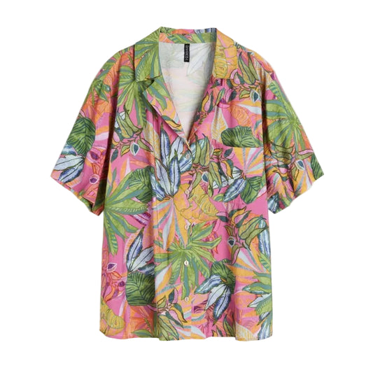H&M Camisa Rayon Tropical (XS)