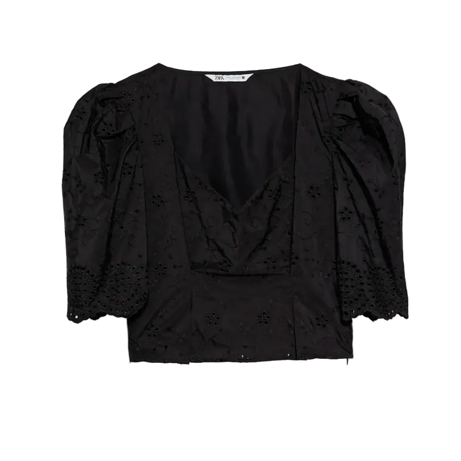 Zara Top Negro con Eyelets