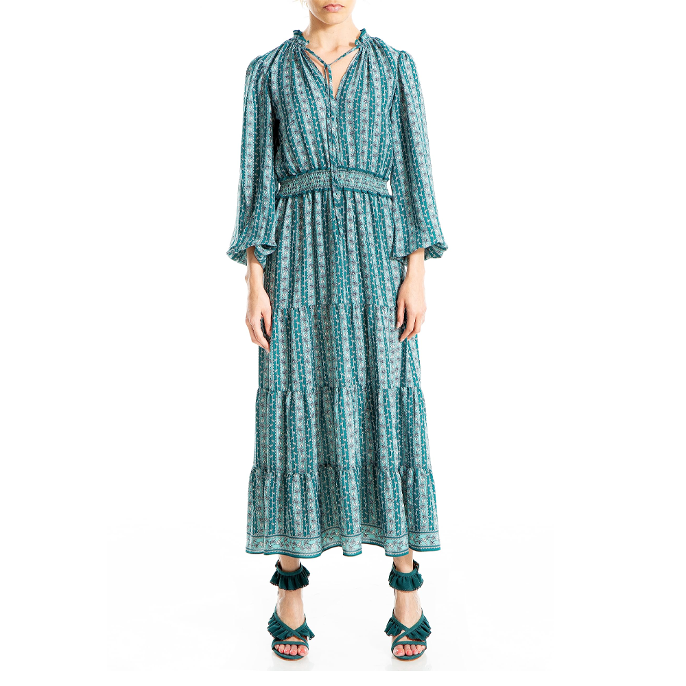 Max Studio Vestido Long Sleeve Tiered