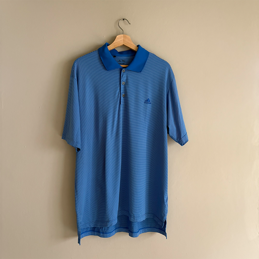 Adidas Polo Dry Fit Azul Rayas (L)