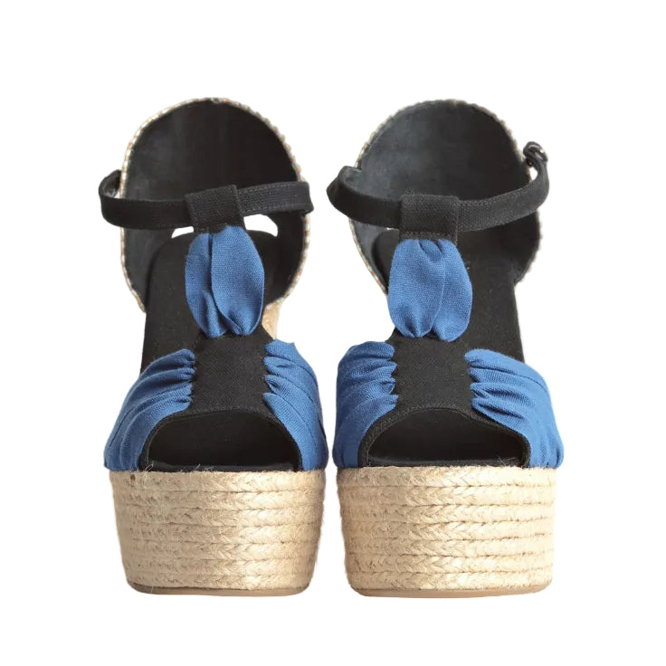 Castañer Tacones Espadrilles Azul/Negro (37W)