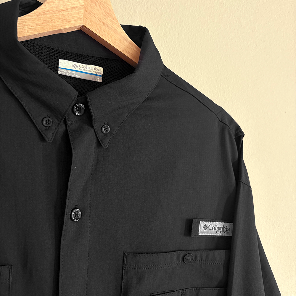Columbia Camisa PFG Tamiami Negro Hombre (L)