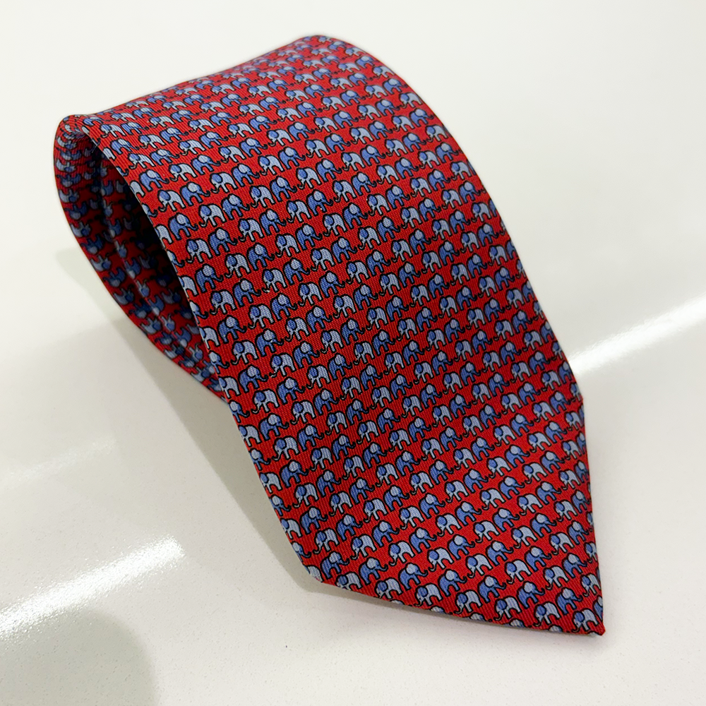 PINK Corbata Roja y Azul con Patrón