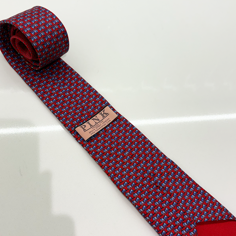 PINK Corbata Roja y Azul con Patrón