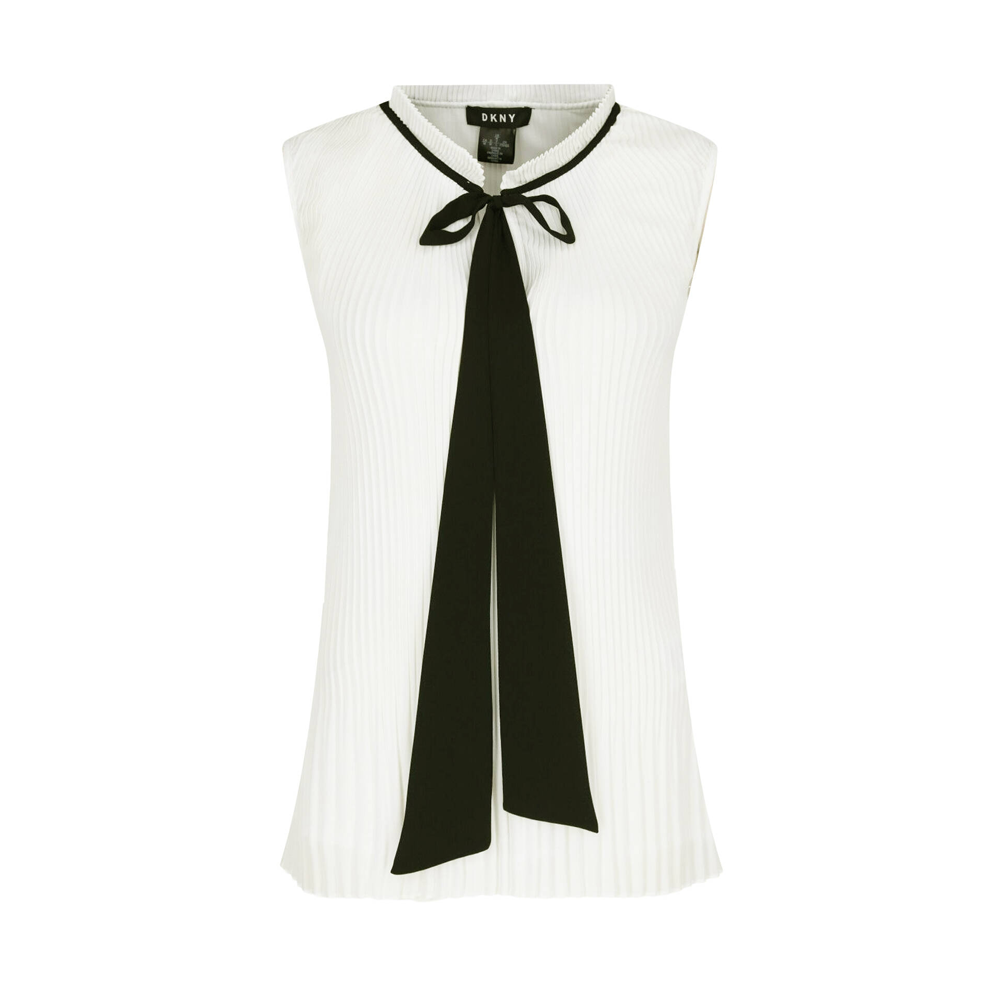 DKNY Blusa Blanca con Lazo