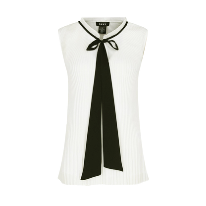 DKNY Blusa Blanca con Lazo