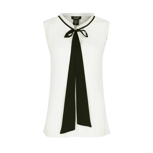 DKNY Blusa Blanca con Lazo