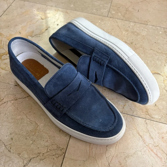 Doucal’s Classic Blue Suede Slip-On Loafers