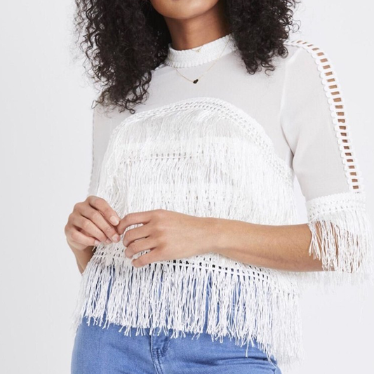 Blusa Tipo Fringe Blanca