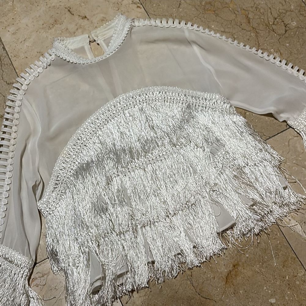 Blusa Tipo Fringe Blanca