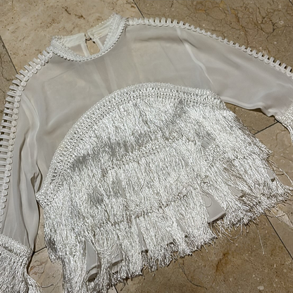 Blusa Tipo Fringe Blanca