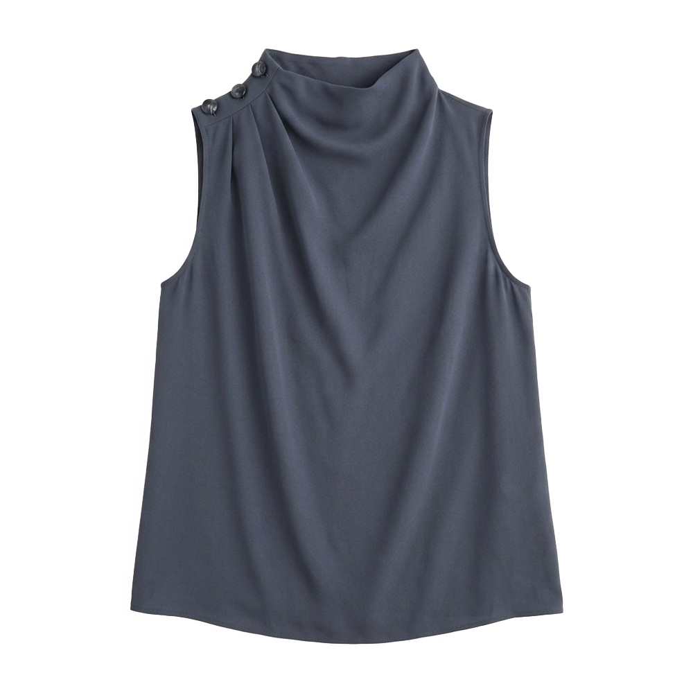 SHEIN Blusa de Cuello Gris