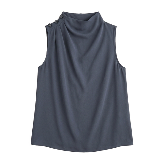 SHEIN Blusa de Cuello Gris
