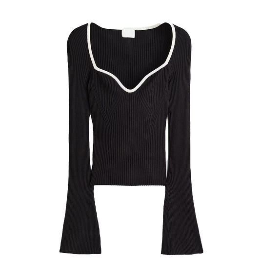 H&M Top Negro Manga Larga
