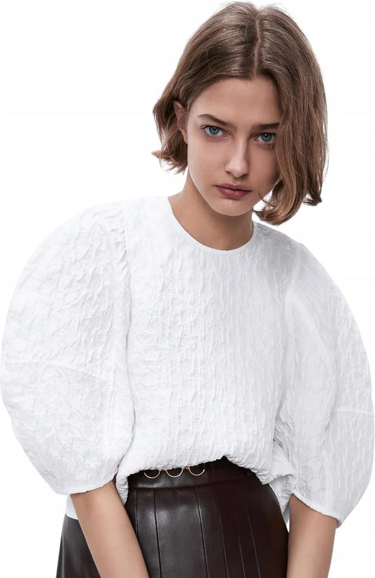 Zara Blusa Barrel Blanca