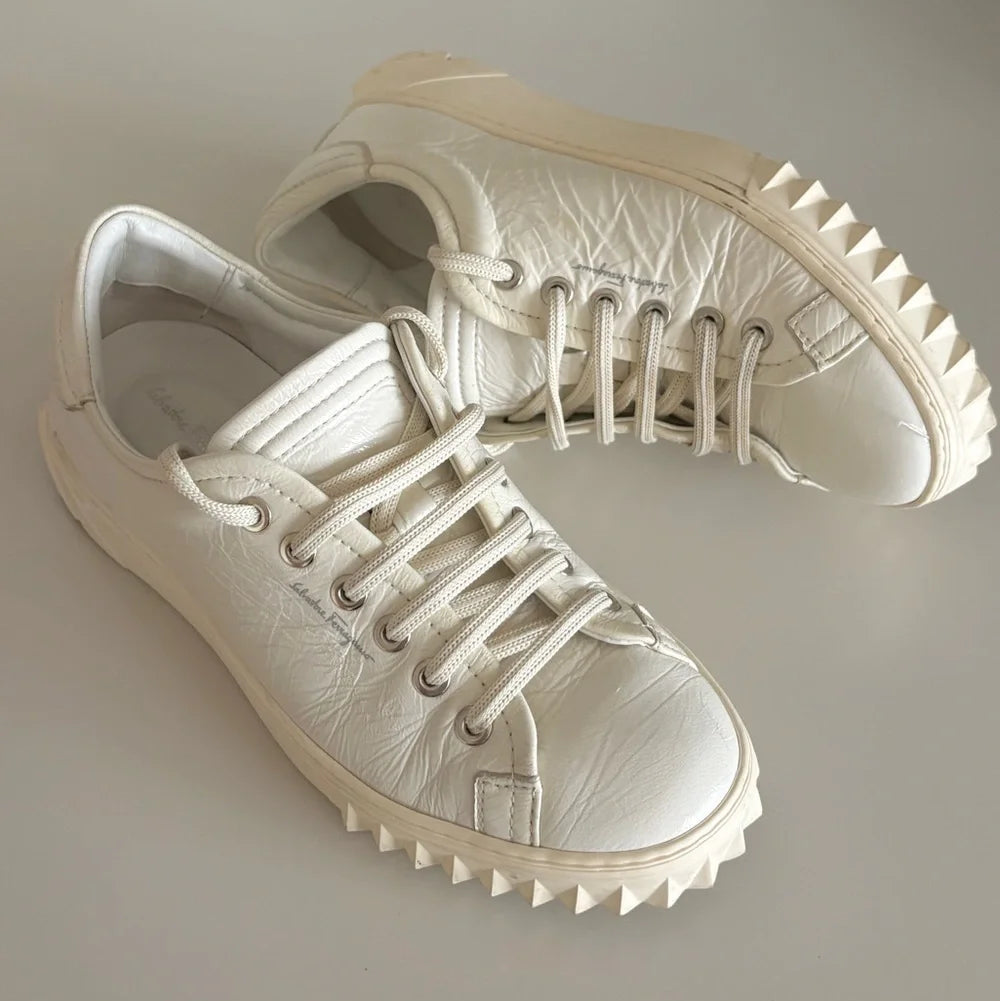 Salvatore Ferragamo Cube Eco Deerskin Distressed Sneaker