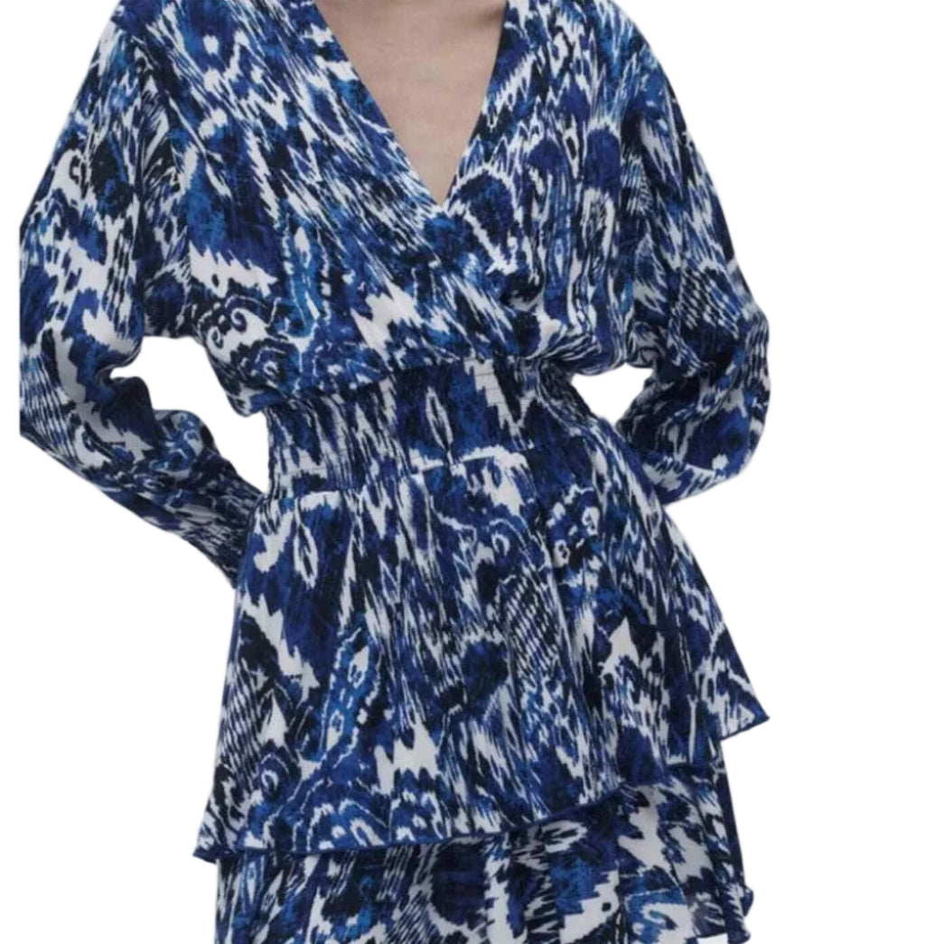 Zara Vestido Patrón Azul (M)