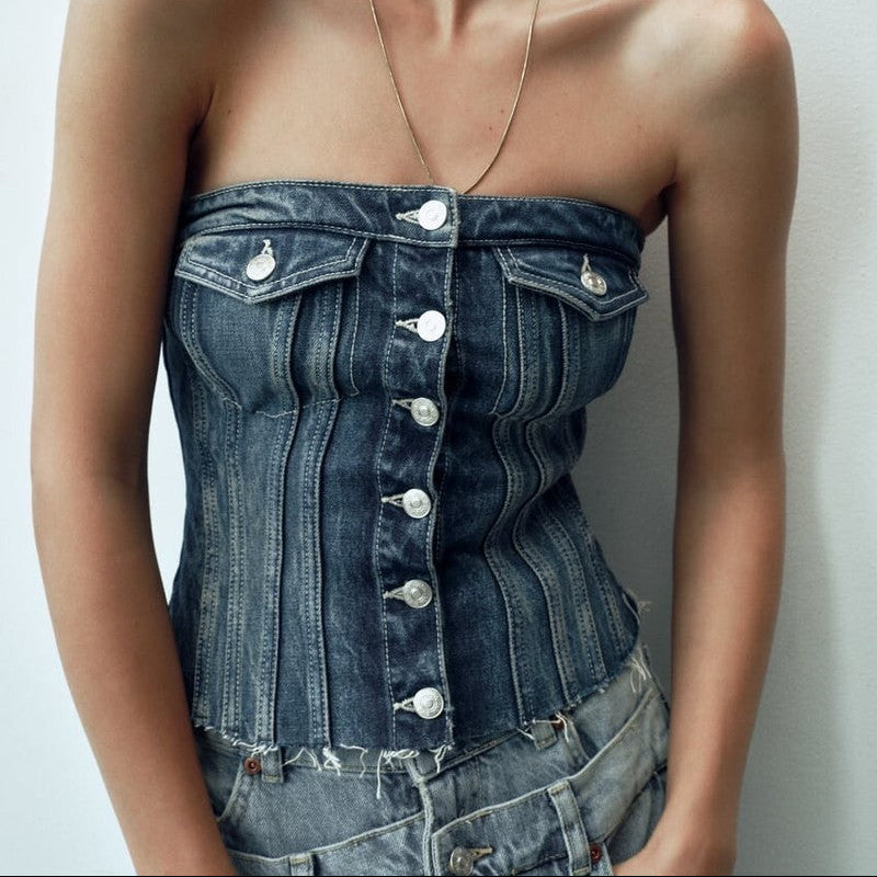 Zara Corset Top Denim (M)
