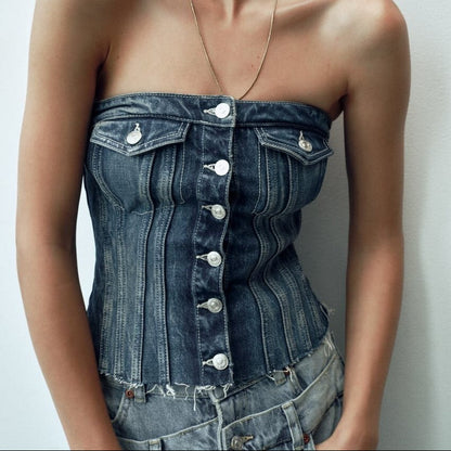 Zara Corset Top Denim (M)