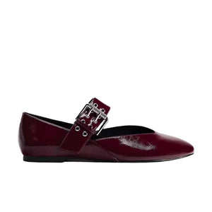 Zara Mary Jane Zapatos Rojo Vino