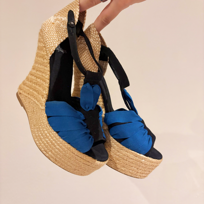 Castañer Tacones Espadrilles Azul/Negro (37W)