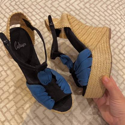 Castañer Tacones Espadrilles Azul/Negro (37W)